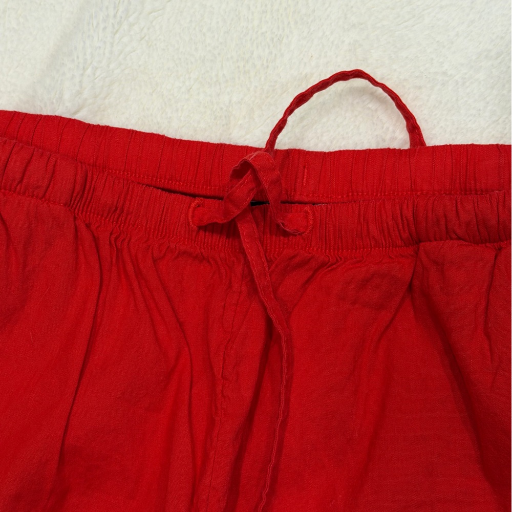 NWT  Athleta Womens Small Paradise Linen Blend Wide Leg Pant Red Drawstring - Picture 6 of 13